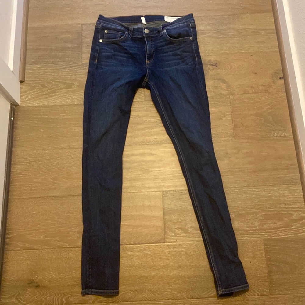 Rag & Bone Skinny Blue Whiskered Wonderland Jeans Denim 29 8